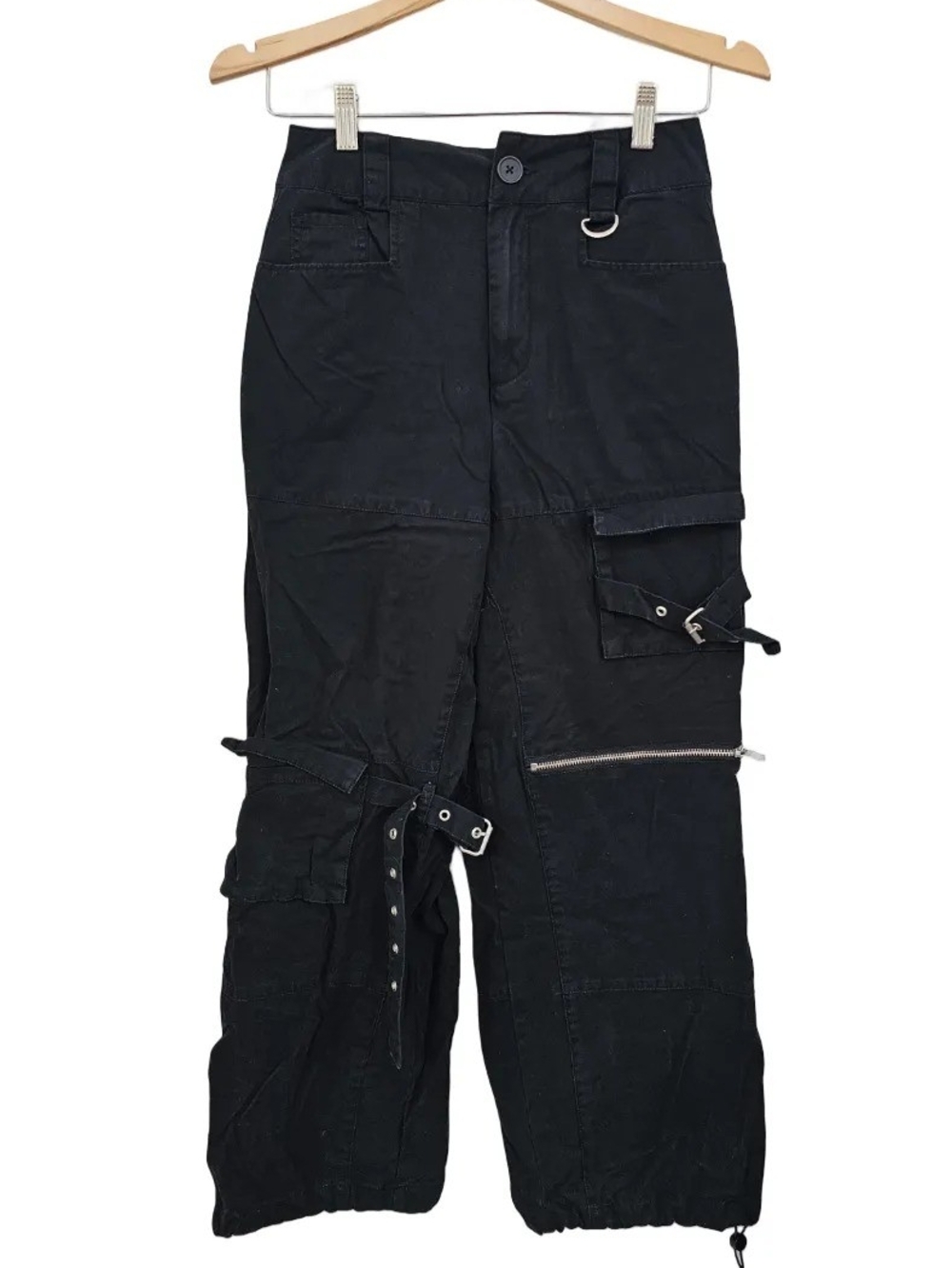 Forever 21 Black Utility Cargo Pants Size S Buckles Zippers